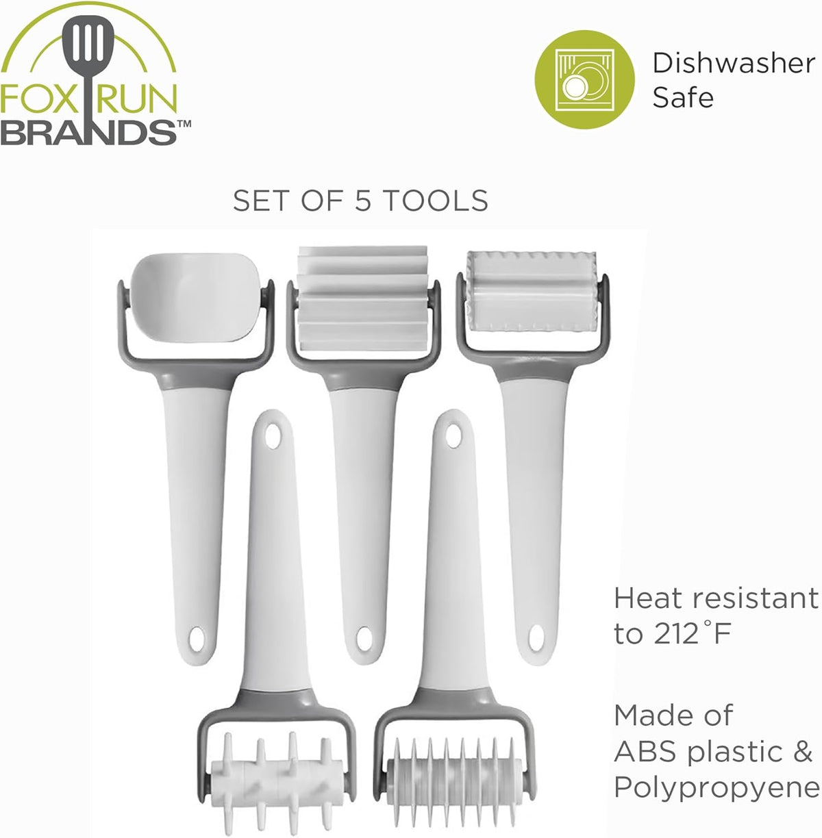 Fox Run Pastry and Pasta Wheels, Set of 5 Dough Roller Cutter Tools | Easy To Use & Dishwasher Safe Wheel Pastry Cutters | Cut Different Shapes Of Homemade Pasta | Fun Dough Cutters For Baking