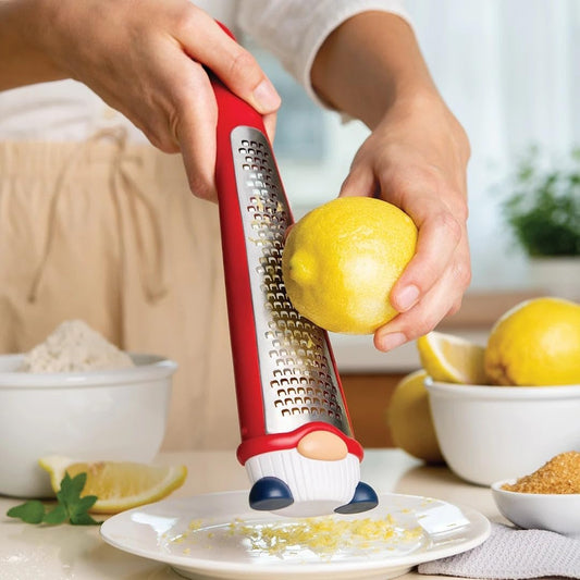 Grater - Stainless Steel, BPA Free, Dishwasher Safe, Fun Kitchen Gadget, Vegetable Shredder, Cute Kitchen Gifts & Accessories (Pepito Gnome Grater, Red)