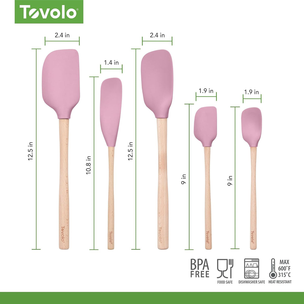 Silicone Spatula with Wooden Handle Set of 5 Piece Silicone Kitchen Utensil Set Spoonula Jar Scraper Mini Spatula and Spoonula for Cooking Baking Mixing Folding Deep Indigo
