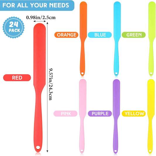 24 Pcs Silicone Spatulas Set Icing Spatula Heat Resistant Spatula Silicone Flexible Non Stick Jam Scraper with Handle Mixing Batter Scraper for Butter Cake Cream Icing Cooking Kitchen Baking