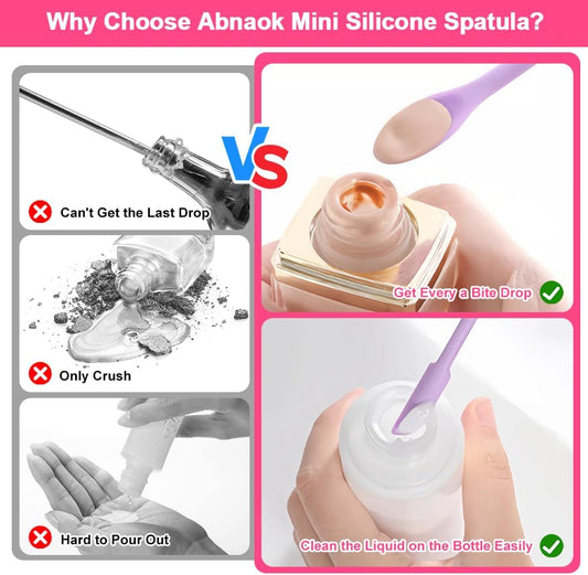 9 Pieces Mini Silicone Spatula-Makeup Spatula-Small Silicone Spatula-Thin Spatula Set for Skinny Openings- Tiny Scraper for Jar,Kitchen Bottles,Cosmetic
