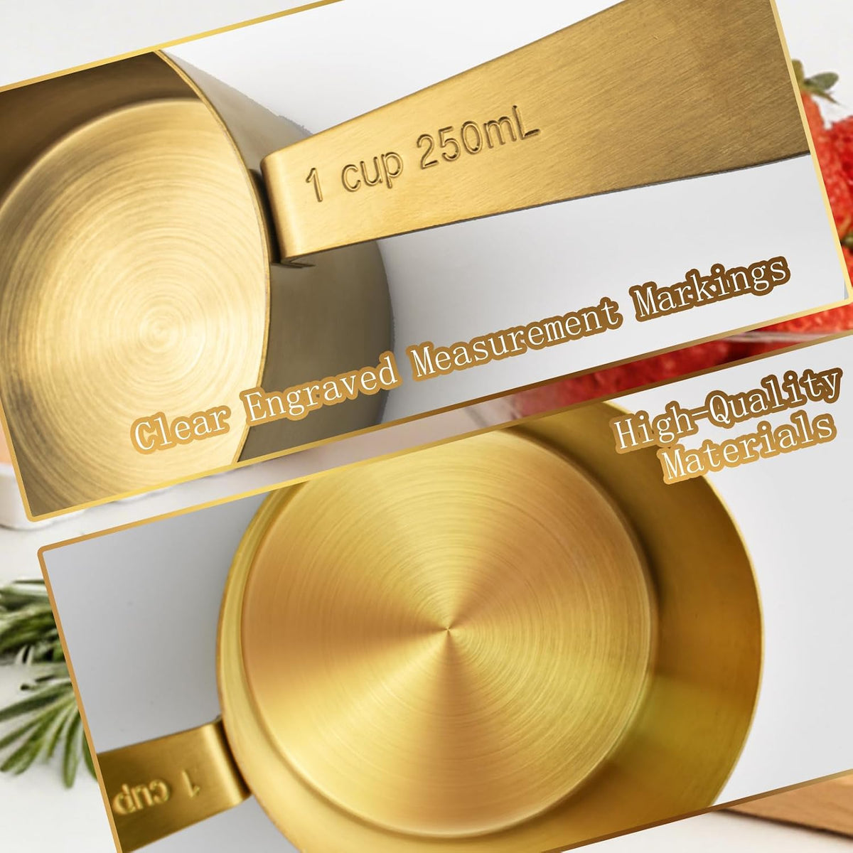 Gold Magnetic Measuring Cups and Spoons Set with Leveler