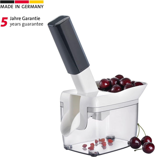 Cherry Stoner Pitter, Stainless Steel plunger Comes with Waste Container, Stones Cherries Ready For Cakes and Preserves