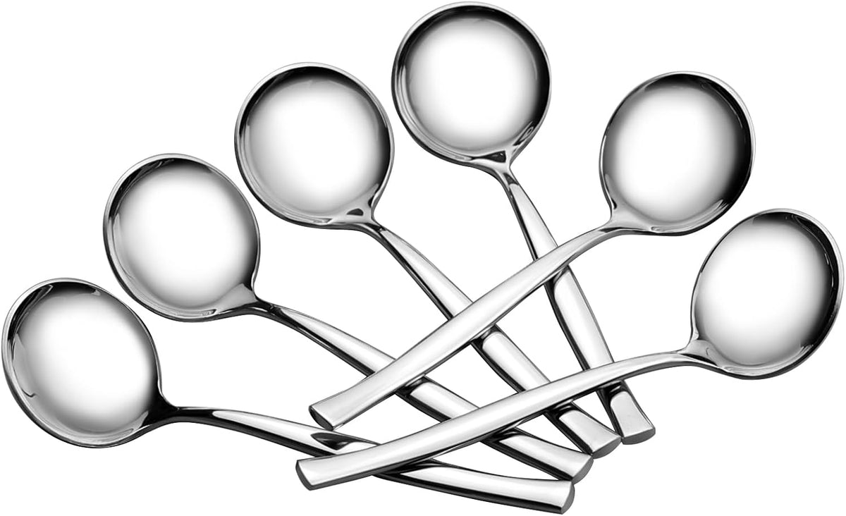 Stainless Steel Gravy Ladle Spoons, Small Soup Ladles, 8-Pack | Mini Serving Ladles for Gravy, Sauces, Soup, Polished Rust-Resistant Metal, Easy to Clean for Kitchen and Buffet