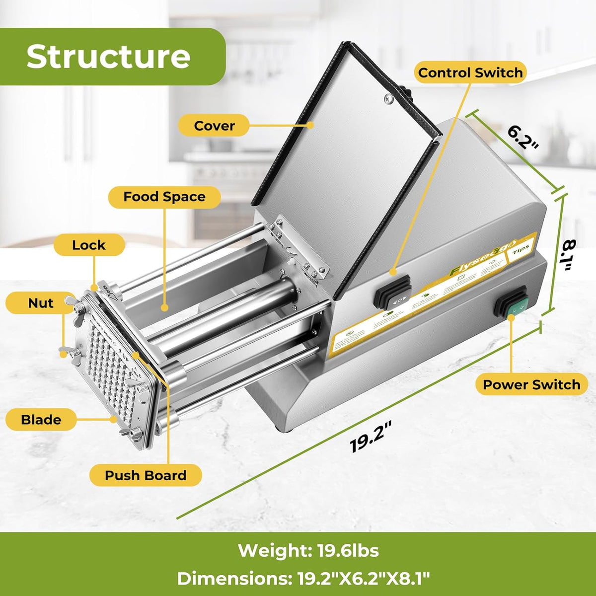 Commercial French Fry Cutter Stainless Steel with 4 Blades