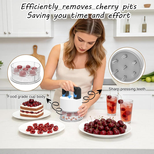 Cherry Pitter Multiple, Cherrys Pitter Corer Tool, Quick Portable Cherry Pitting Tool, Easy to Use for Making Cherry Jam - Pit 7 Cherries at Once, Saving Time & Effort-Dishwasher Safe