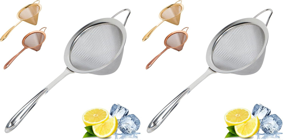 Fine Mesh Cocktail Strainer, 304 Conical Sieve, Silver Finish