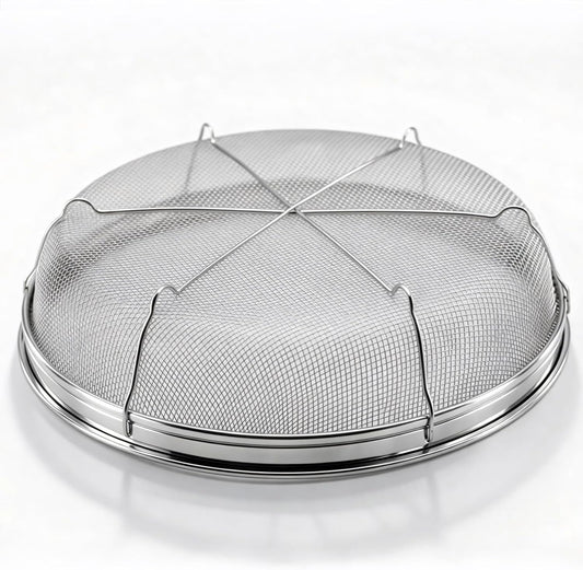 Fine Mesh Strainer for Kitchen, Stainless Steel Colander Bowl for Pasta, Rice, Fruit, Metal Net Baskets with Resting Base - Strain, Drain, Rinse (Diameter 9.84 inch)