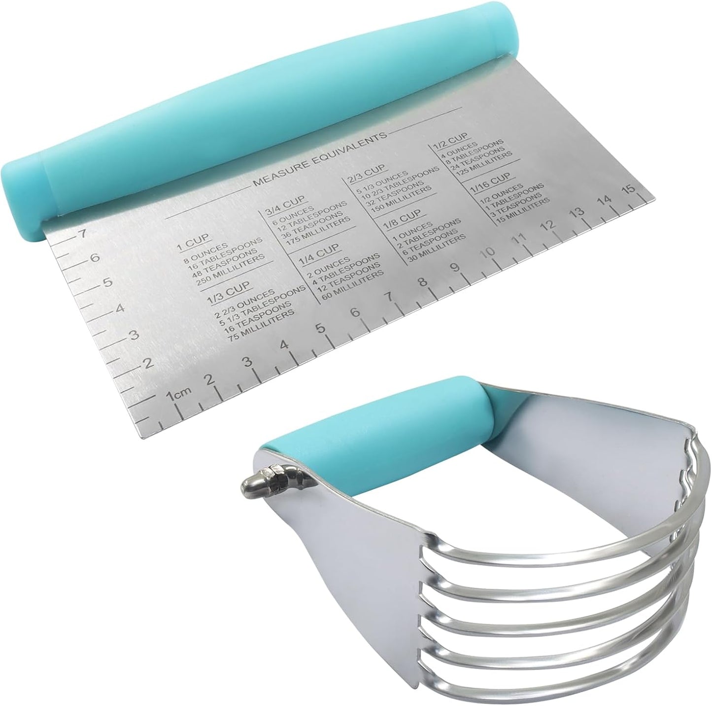Stainless Steel Bench Scraper and Pastry Blender Cutter Set,Multipurpose Kitchen Baking Essential Tool with Comfortable Grip Handle for Baking/Nut Pie Dough Processing(Black)