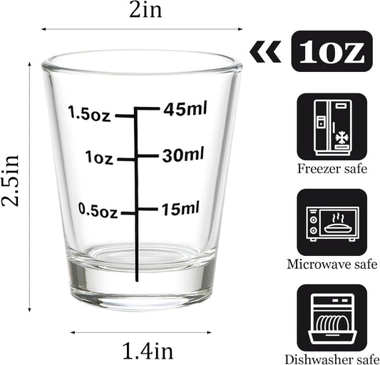 Ruckae Shot Glasses Measuring Cup Set 12 Pack Square Espresso Shot Glasses Liquid Heavy Glass -Incremental Measurement 2oz Shot Glass for Bars and Home Use
