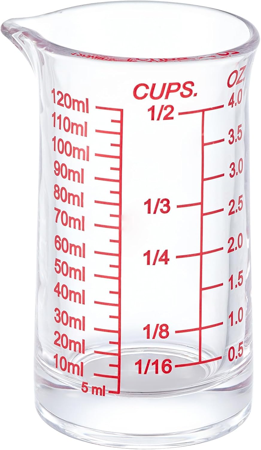 Ackers 4oz Glass Measuring Cup – Shot Glass with Ounce,Ml,Cups Markings for Kitchen & Bar(Pack of 2)