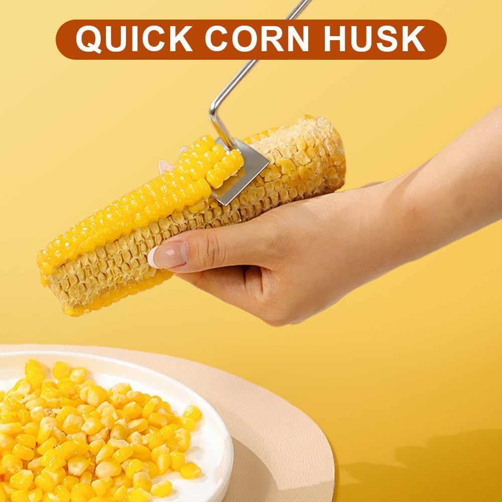Corn Huskers with Hanging Rings, Corn Cob De-kerneling Tools, Manual Stainless Steel Corn Scoops, Ideal for Quickly Removing Corn Kernels in Home Kitchens