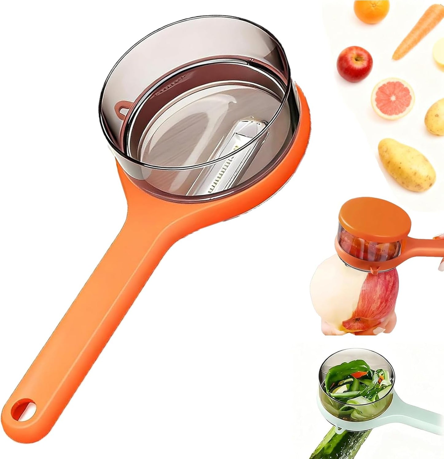Peeler with Container - New with Box Storage Kitchen Special Fruitpeeler,Vegetable Peeler with Storage Box, Double-Sided Stainless Steel Multi-function Peeler for Home Kitchen (Orange)