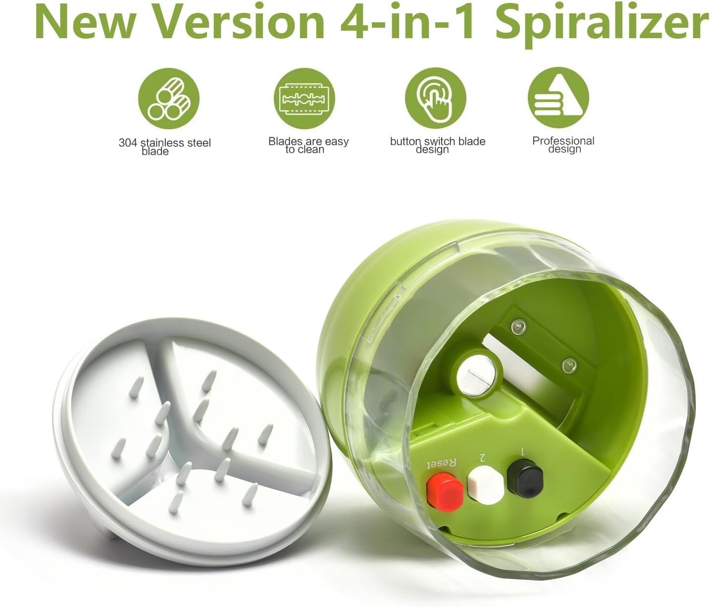 Spiralizer Handheld Vegetable Slicer, 4 in 1 Zucchini Spaghetti Maker, Spiral Slicer For Making Quick Low Carb Veggie Noodles 8.45cm