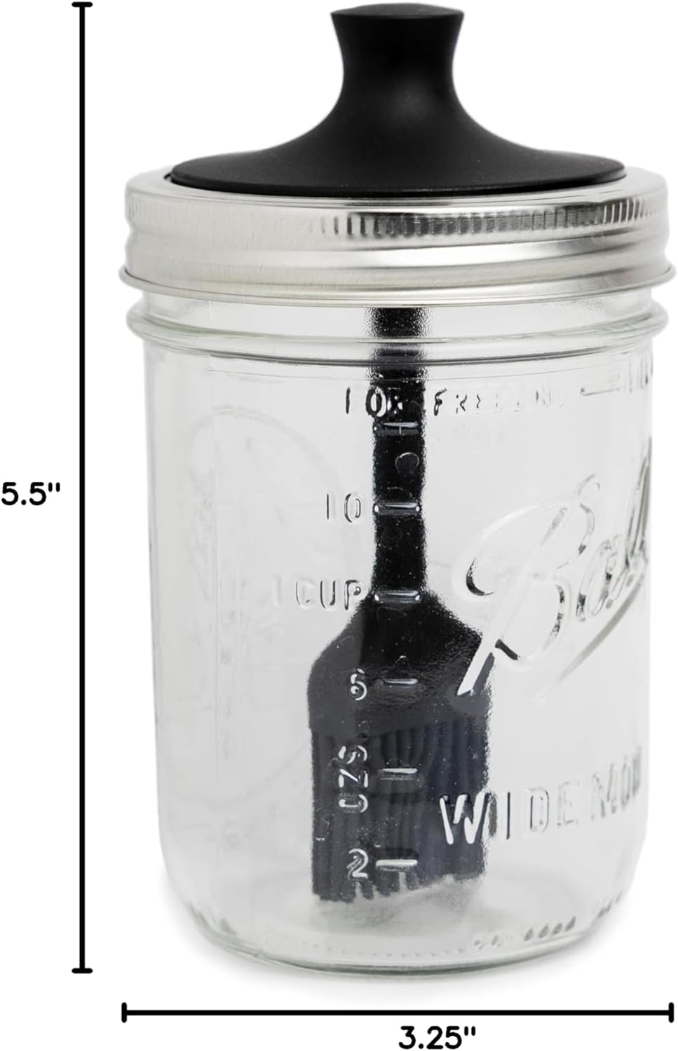Jarware Silicone Black Basting Brush Lid For Regular Mouth Mason Jars