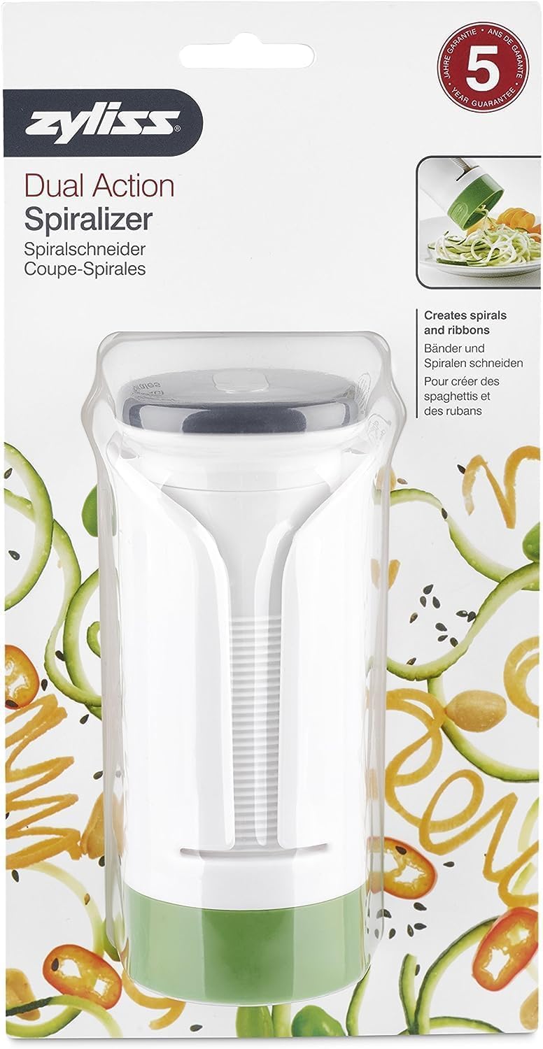 Zyliss Spiralizer - Vegetable Spiralizer & Slicer - Kitchen Tool & Gadget for Cooking - Manual Vegetable Slicer - Dishwasher Safe - White/Green