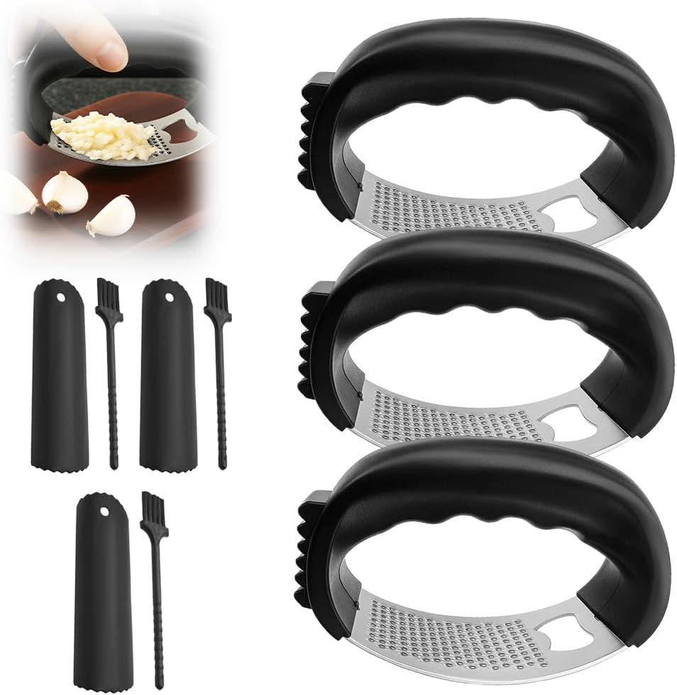 Garlic Press Rocker, 2025 New Stainless Steel Garlic Crusher, Ergonomic Garlic Mincer for Home Kitchen, Manual Garlic Chopper for Home Cooks (1pcs)