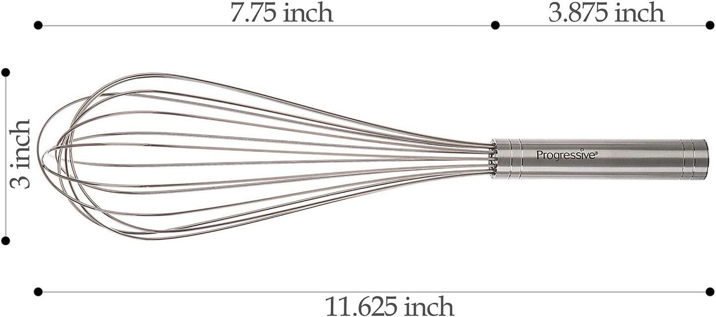 PrepWorks 10 Inch Fat Whisk - Stainless Steel Whisk for Mixing, Beating, and Stirring Sauces, Batter, and More
