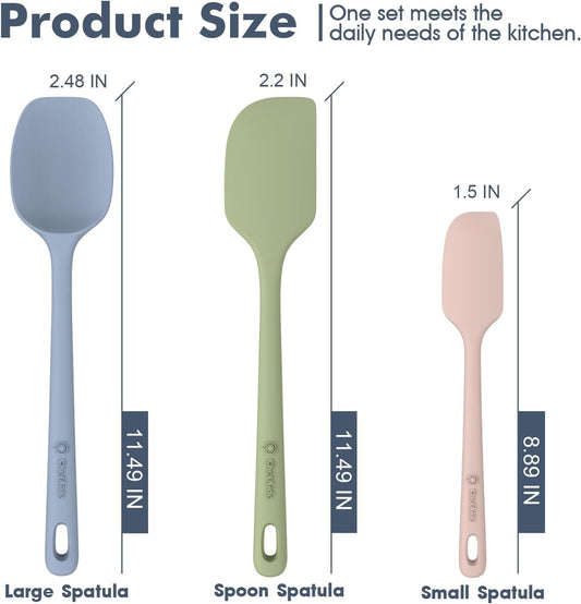ChefAide 5 Pieces Silicone Spatula Set, Food Grade Rubber Spatula, Upgrade Strong Handle with Ergonomic Grip, Heat Resistant Up to 600°F for Nonstick Cookware, Cooking