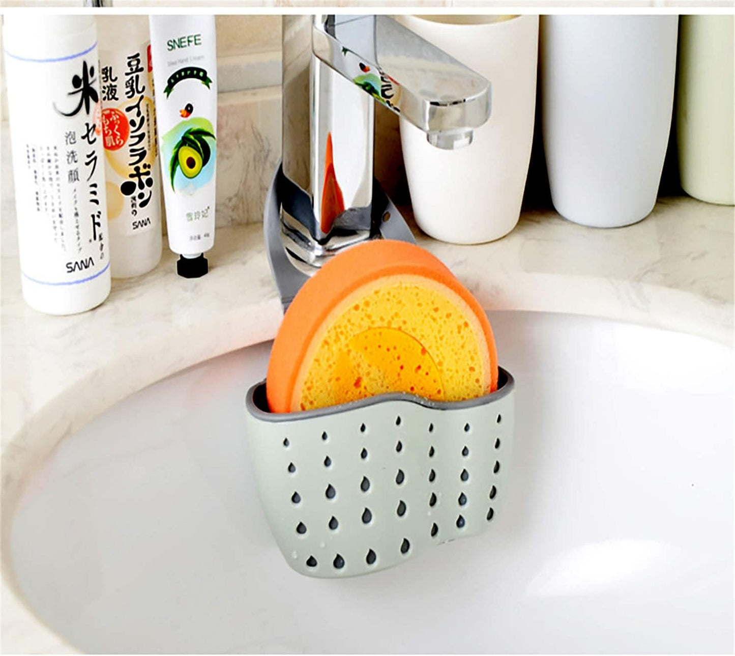 YYaaloa Sink Basket Sink Strainers Basket Kitchen Drain Shelf Sink Storage Holder (style 2- Pink)