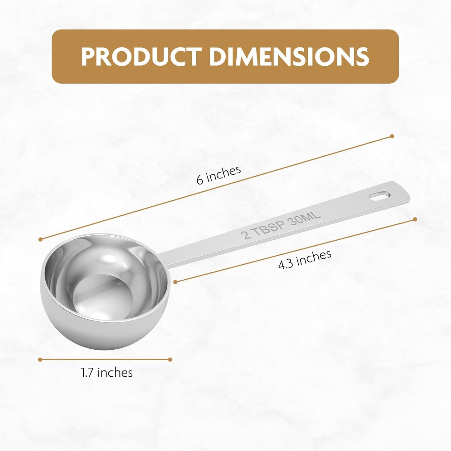LEIFENY 1PCS 2TBSP(30ML) 18/8 Stainless Steel Measuring Spoon, Metal Measure Scoop for Dry and Liquid Spices, Must-have for Kitchen