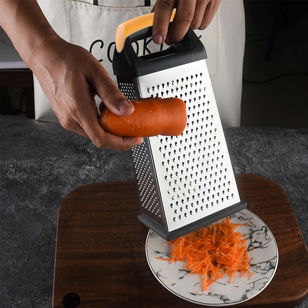 Cheese Grater, 4-Sided Box Grater with Handle, Stainless Steel Graters, Vegetable Slicer, Kitchen Food Shredder for Grate Cheeses, Shred Veggies Kitchen Gadgets Tools(9.25inch)