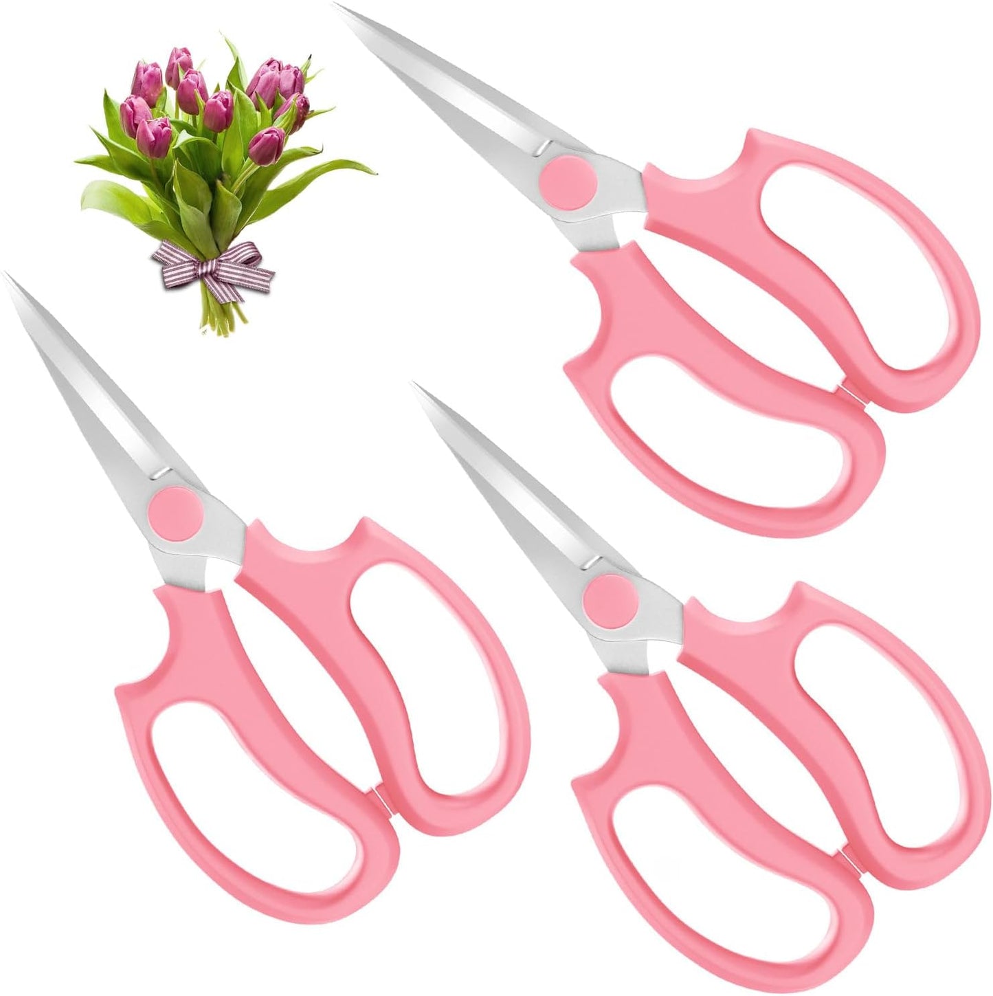 Housolution Flower Scissors, Strong Floral Shears, Premium Steel Garden Pruning Shears Garden Scissors Floral Fruits Leaf Scissors Hand Pruner Snip Trimming Tool for Gardening Flower Arrangement, Pink