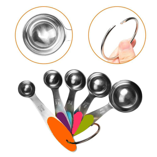 Magnetic Measuring Spoons Set, 9-Piece Stainless Steel with Leveler, Stackable Double-Sided Spoons, Black