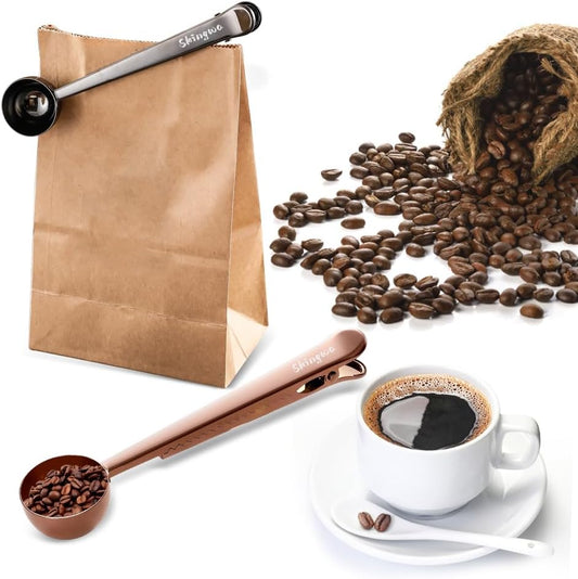 Coffee Scoop with Bag Clip, Multi-Function Milk Powder Measuring Spoon, 20ml (Black)