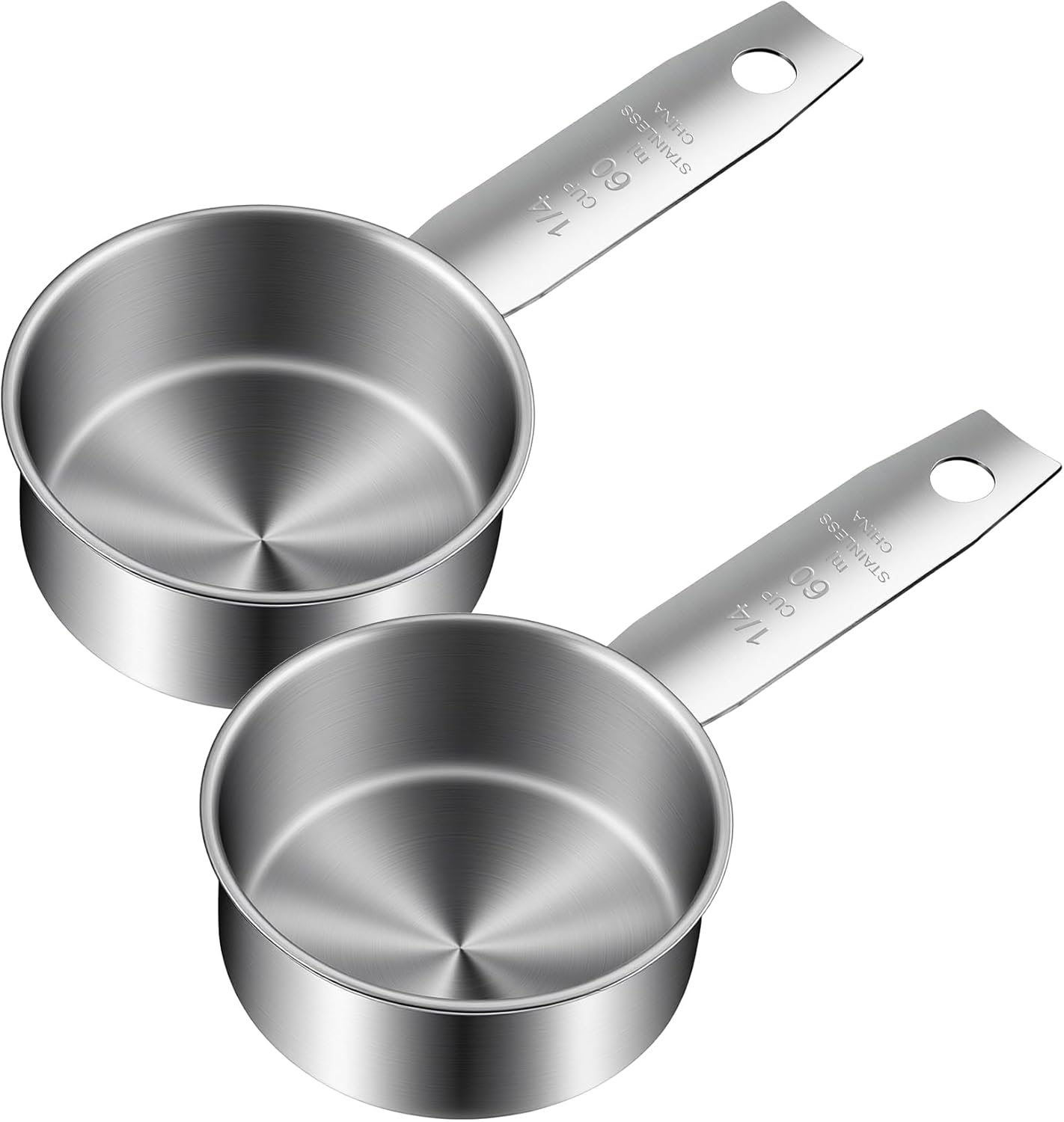 2 Pcs 1/4 Cup Measuring Cup, Stainless Steel Quarter Cups Scoop 60ml/2oz, Dishwasher Safe 1/4 Cups Scoop for Coffee, Cat Food & Dry Ingredients