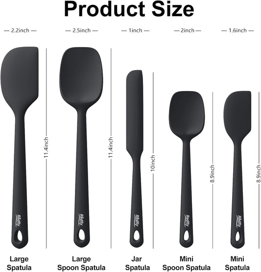 Redfly Silicone Spatula Set, 5 Piece Food Grade Silicone Cooking Utensils Set, Rubber Spatula Heat Resistant Nonstick for Baking, Cooking, Kitchen Utensils Dishwasher Safe Multicolor