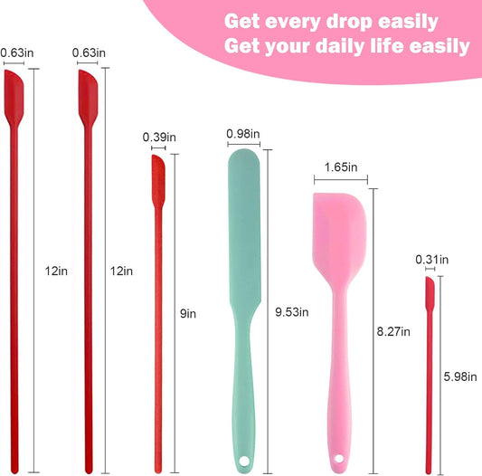 Silicone Spatula Set 6 Pack 8.5 inch Small Rubber Spatula Heat Resistant Mini Silicone Spatula Non-Stick Flexible for Baking Cooking Mixing and Kitchen Use