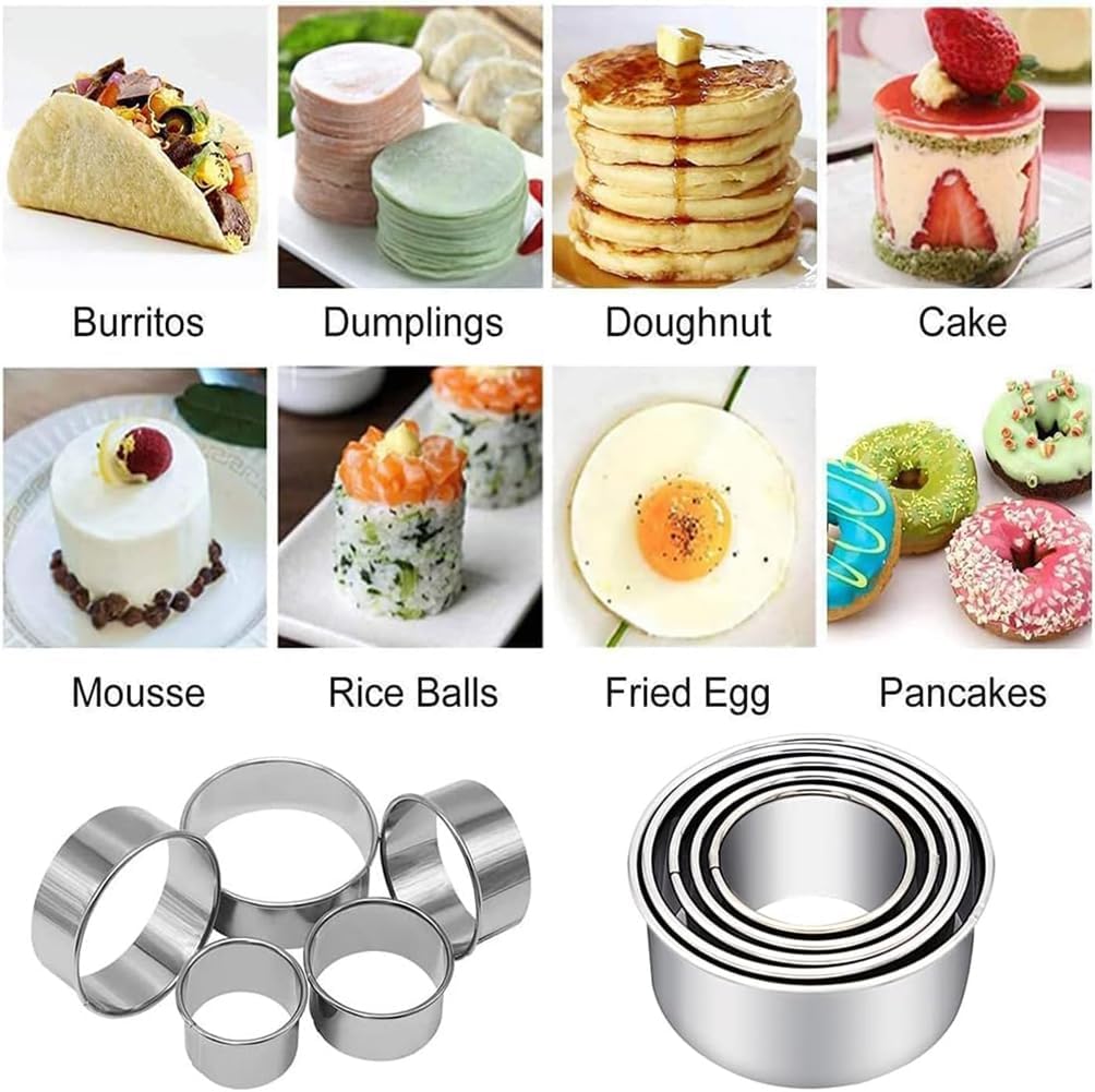 Biscuit Cutters Set, Round Cookie Cutters, Stainless Steel Dumpling Cutters,Cake Pastry Cutters,Scone Cutters Molds for Cooking Baking (3Pcs, Plain Edge)