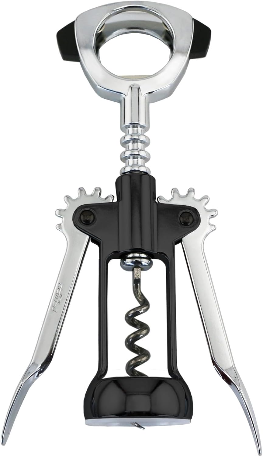 Ultimo Wing Corkscrew, Open Spiral Worm with built-in Foilcutter BLACK
