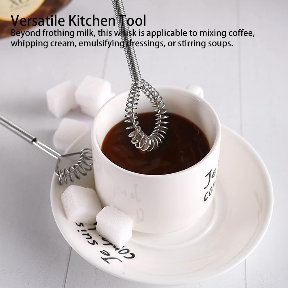 Stainless Steel Mini Whisk 2 Pcs, Small Wire Whisks Set with Wooden Handle, Kitchen Egg Beater Mini Hand Mixer for Cooking, 7.8inch