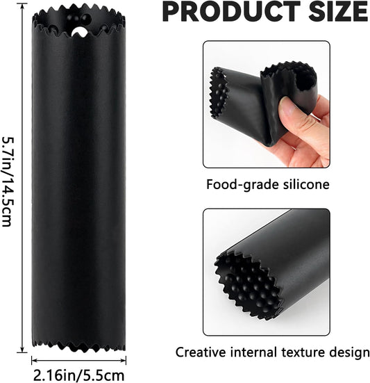 2Pack Garlic Peelers, 5.7in Silicone Garlic Skin Remover Roller, Garlic Peel Kitchen Tools, Black/Transparent