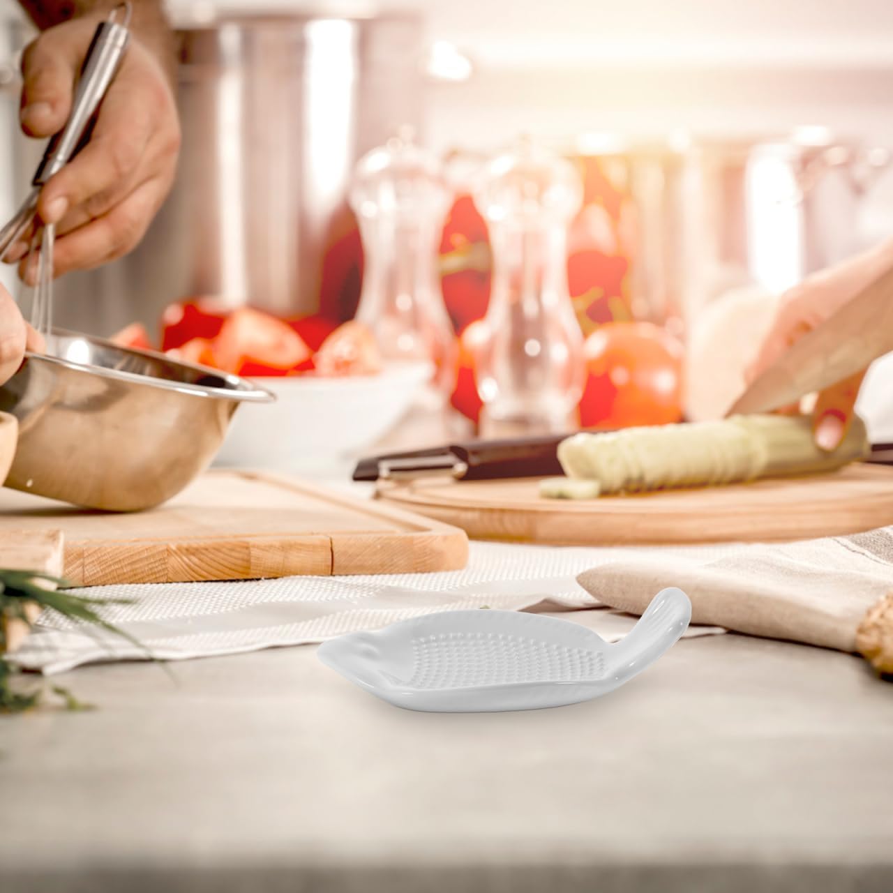 Zerodeko Ceramic Ginger Grater Plate Multi-Function Garlic Grater Kitchen Gadget Grinding Tool for Onion Cheese and Vegetables Home Use 4.72X2.67In