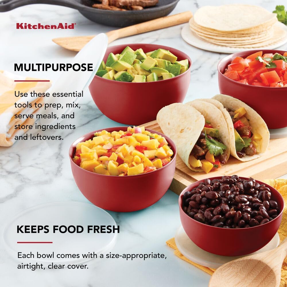 KitchenAid Prep Bowls with Lids, Set of 4