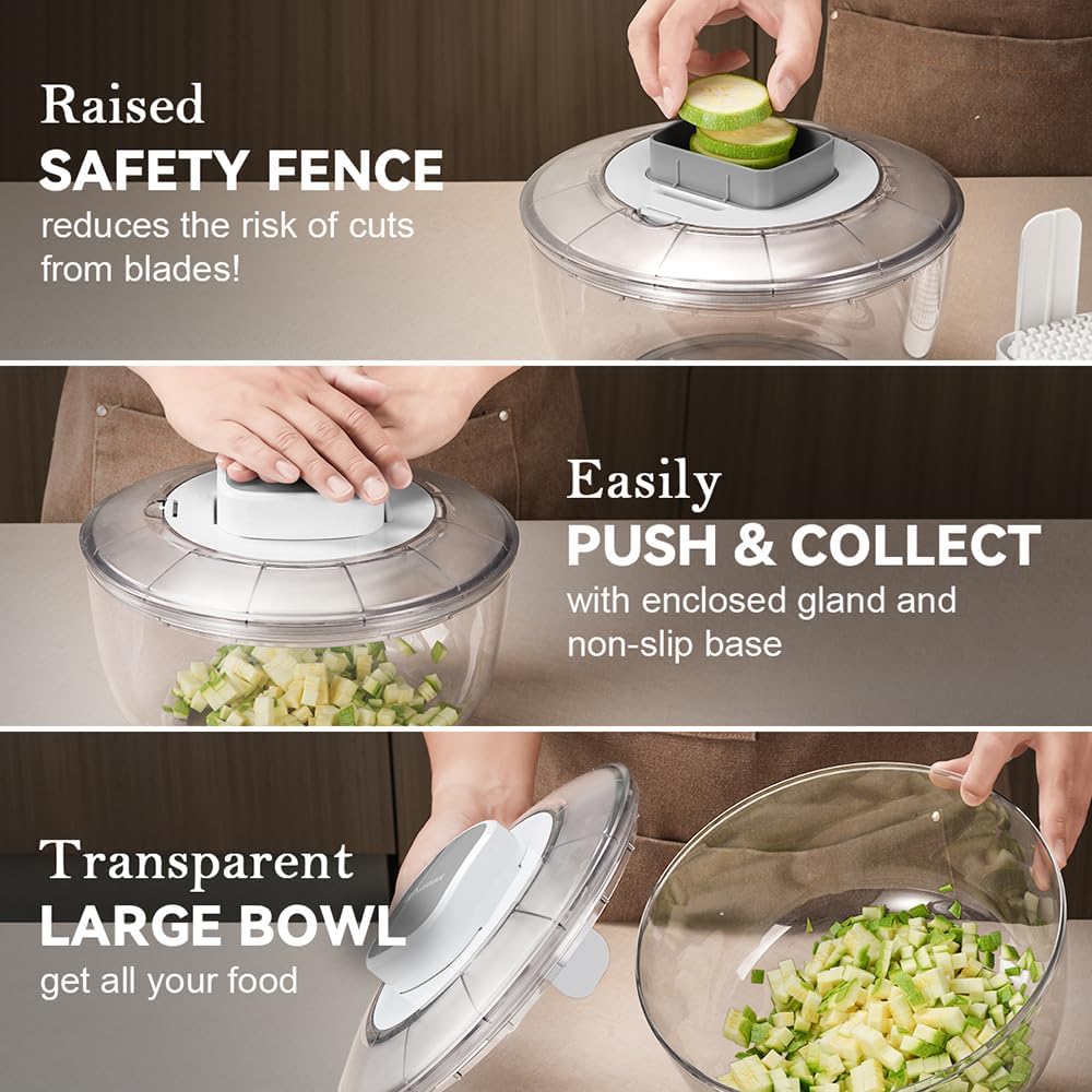 KEOUKE Manual Salad Spinner - Hand-Crank Vegetable & Lettuce Dryer for Washing, Spinning, and Draining Greens, Fruits, and Vegetables - Food-Grade Material, Easy-Clean Detachable Parts 4.2Qt.