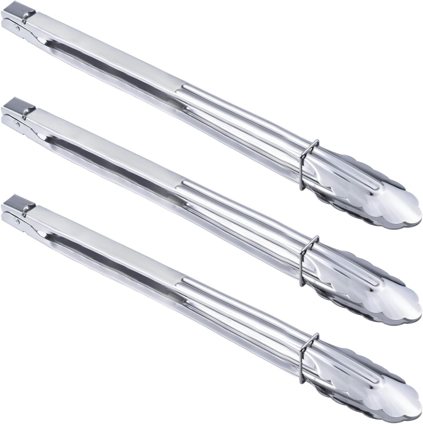 HINMAY Stainless Steel Kitchen Tongs Set Metal Cooking Tongs (7 9 12 Inch 3 Pieces)