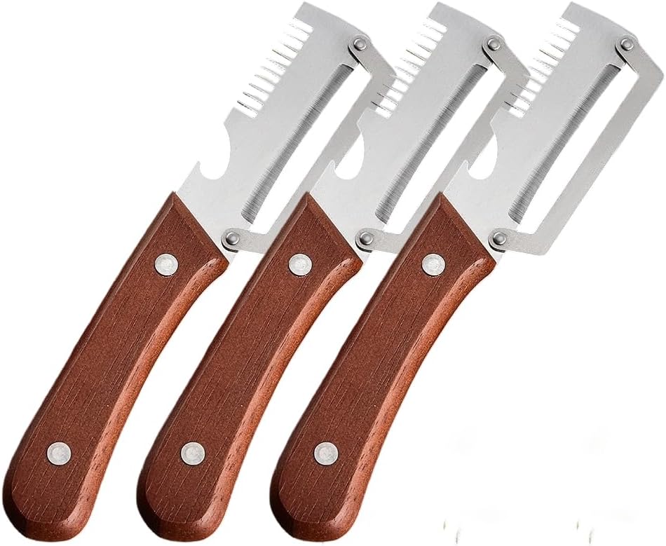 Multi-Functional Vegetable Peeler for Kitchen, 2026 New Stainless Steel Peeler Tool for Chef, Wooden Handle Peeler Papaya Shredder for Home Use Kitchen Peeling (1)