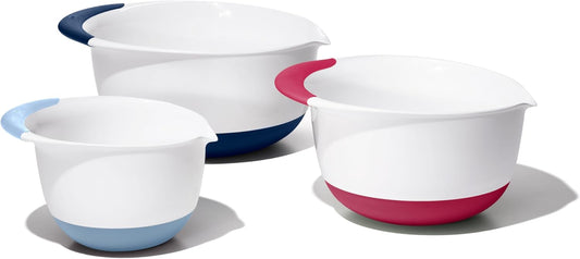 OXO Good Grips 3-Piece Plastic Mixing Bowl Set - Cadet Blue, Tower Gray, Jade, Small, Medium, Large