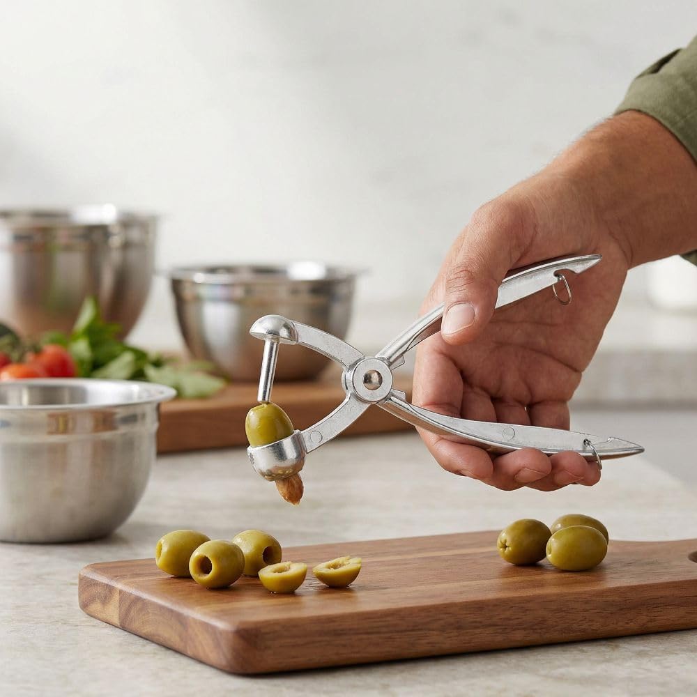 Aluminum Alloy Cherry Pitter Tool - One-Press Core Removal Tool for Olives and Dates, Heavy Duty Pit Picker Tool with Ergonomic Grip