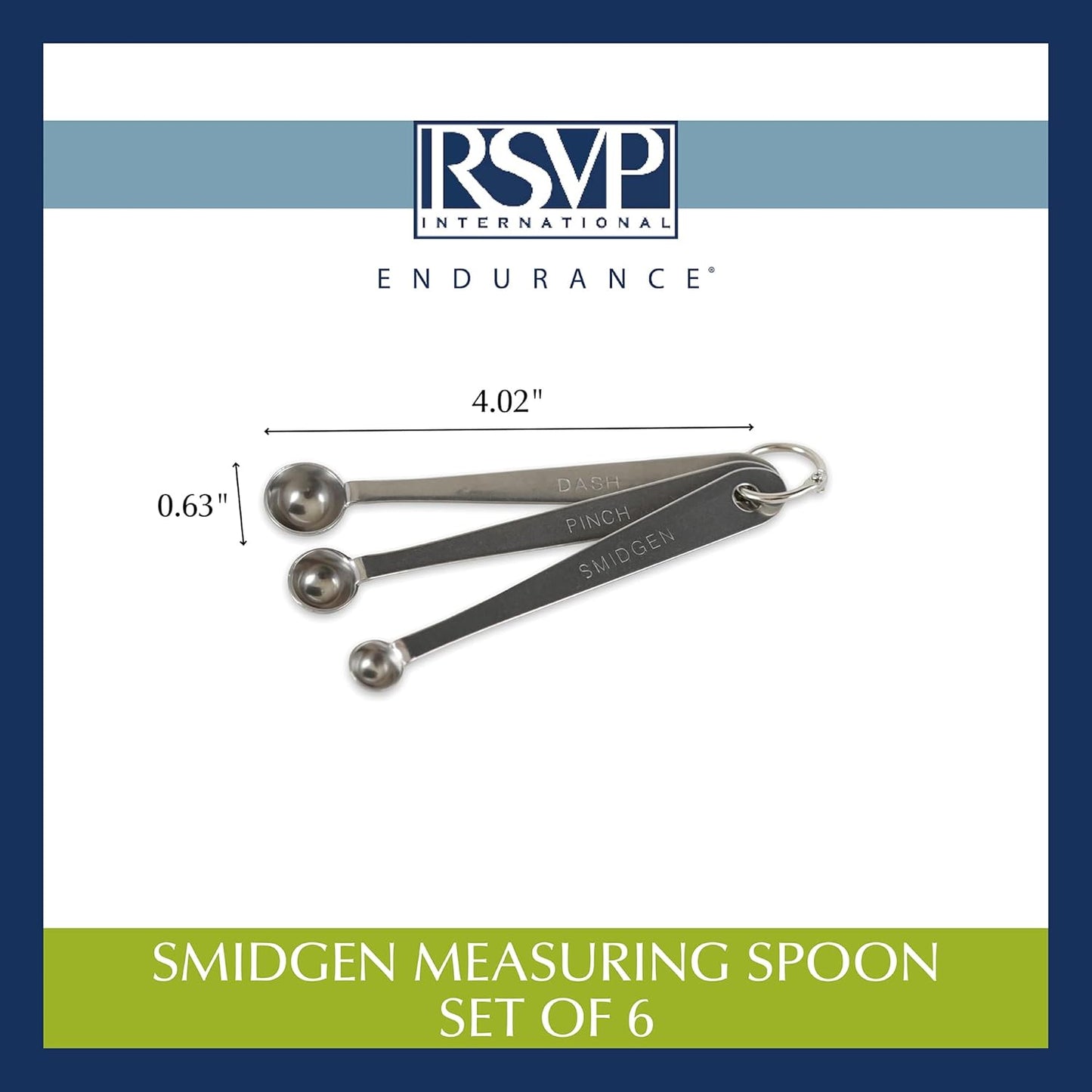 RSVP International Endurance Kitchen Collection Measuring Tools, Dishwasher Safe, Smidgen, 3 Piece, Stainless Steel