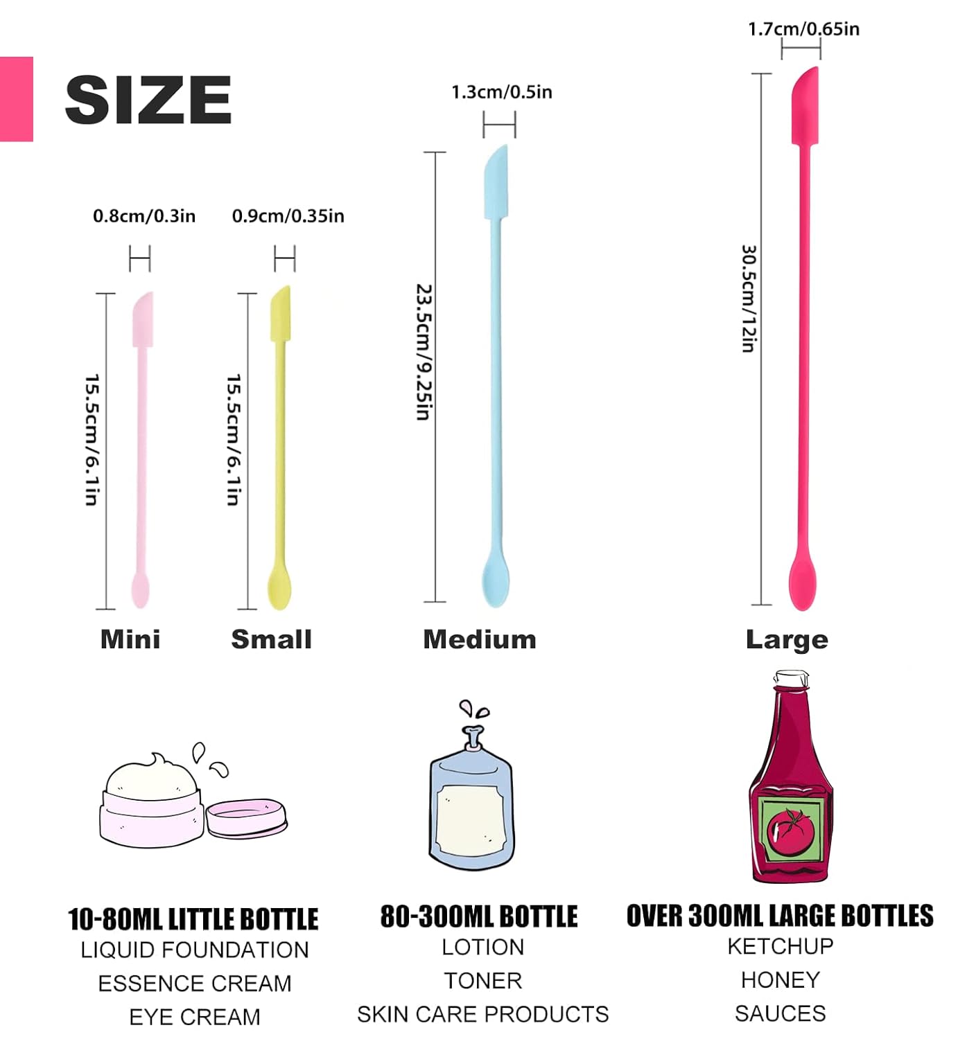 Mini Spatula Silicone Spatula Set, 4pcs Small Makeup Scrapers for Cosmetics, Reusable Beauty Tiny Tools, Thin Jar Scraper, Get Last of Makeup Out