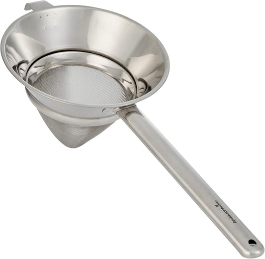 Restaurantware Fine Mesh Strainer Set of 3 Different Sizes with Silicone Handle Stainless Steel Extra Fine Mesh Strainer Heat-Resistant Handle Dishwasher-Safe for Rice, Quinoa, Pasta
