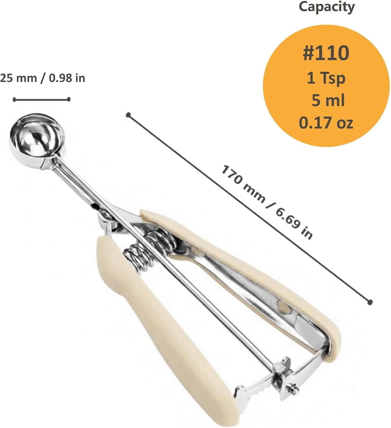 Cookie Scoop, Ice Cream Scoop, 1Tbsp/15 ml/0.5oz Cookie Scoops for Baking, 18/8 Stainless Steel Cookie Scooper for Baking, Ice Cream Scooper with Trigger Release, Cookie Dough Scoop with Non-slip Grip