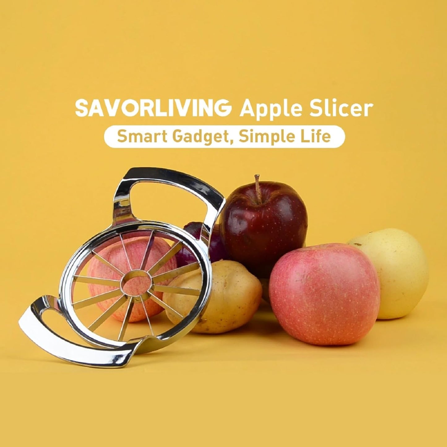 4.72 inches Apple Slicer,12-Blade Extra Large Apple Corer, Heavy Duty Stainless Steel Apple Cutter and Divider with Updated Safe Blade System