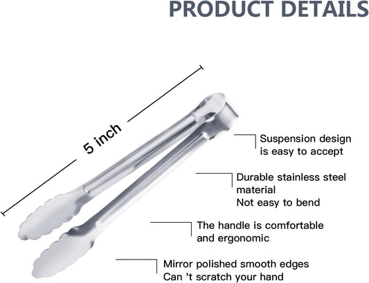 6 Pack Serving Tongs Kitchen Tongs, Buffet Tongs, Stainless Steel Food Tong Serving Tong, small tongs