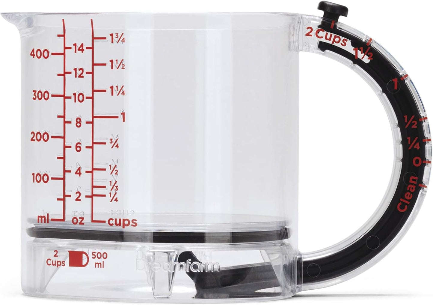 Dreamfarm Upcup All-in-1 Adjustable Measuring Cup, Metric & Imperial Measurements up to 1 Cup - Black/Clear